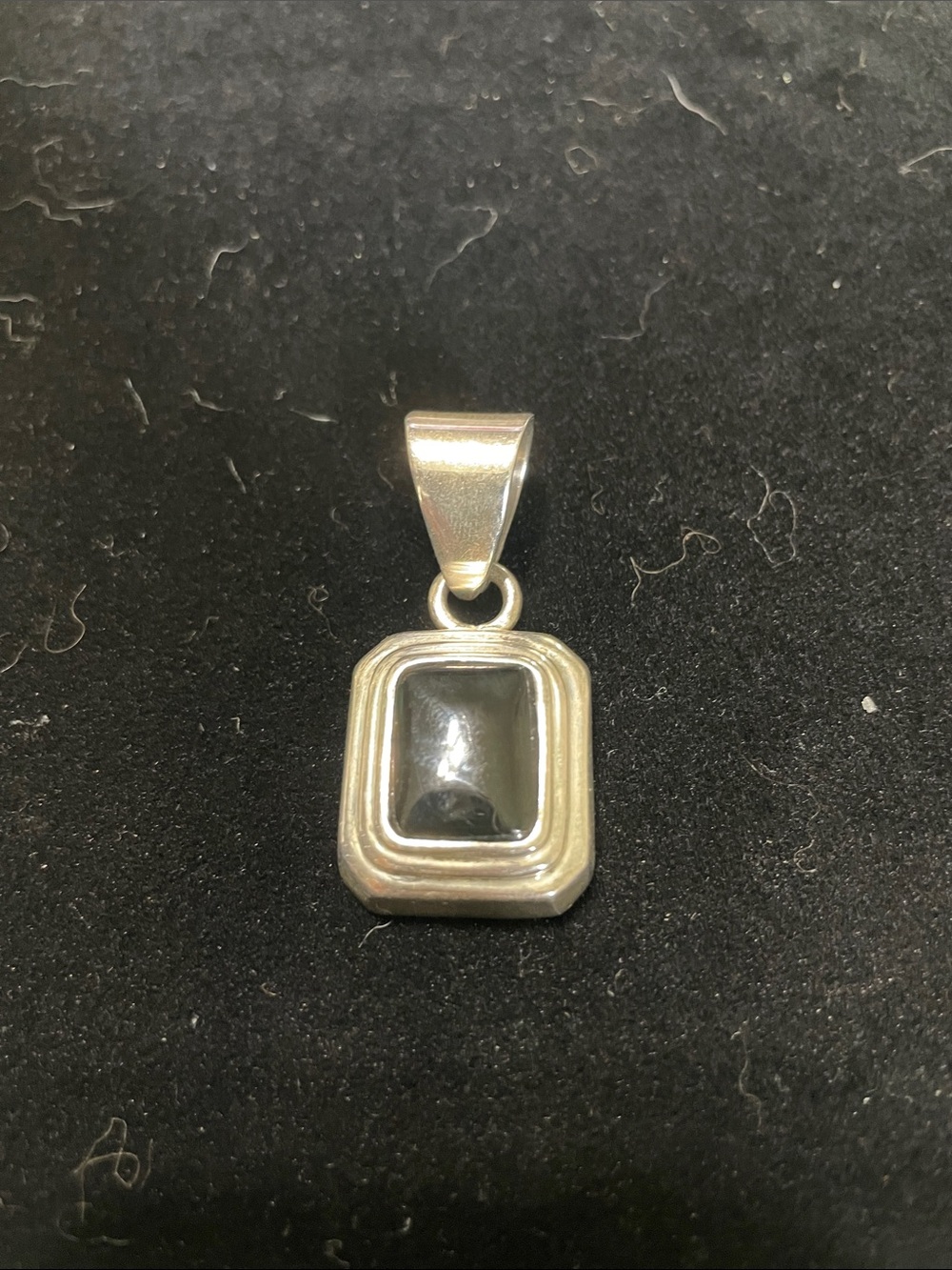Spilpada Sterling Silver 925 Black Onyx Rect. Pendant. 8/11/6.  Bag. 1-1/2 x 1/2